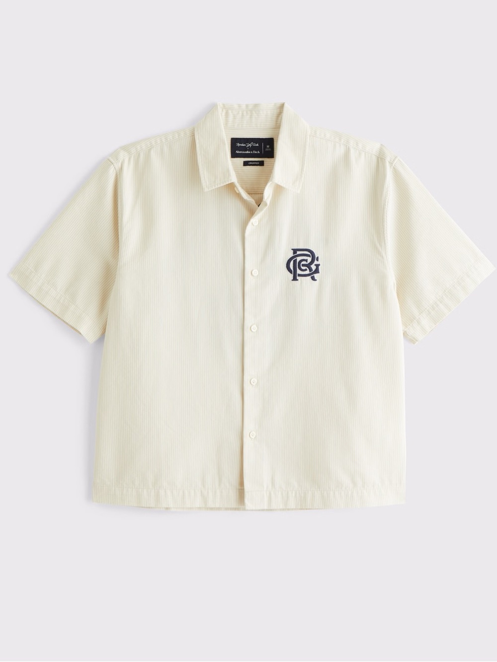Abercrombie x Random Golf Club Cropped Button Up Shirt Boxy Camp Collar L
